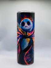 Load image into Gallery viewer, Jack Sally Nightmare Before Christmas (Style #2) - 20 oz Stainless Steel skinny tumbler with lid and straw.
