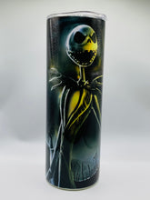 Load image into Gallery viewer, Jack Skellington The Nightmare Before Christmas - 20 oz Stainless Steel skinny tumbler with lid and straw.
