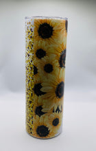 Load image into Gallery viewer, Sunflowers  - 20 oz  Stainless Steel Skinny Tumbler with lid and straw.

