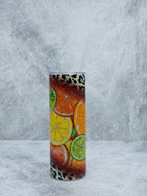 Load image into Gallery viewer, Lemon And Leopard - 20 oz Stainless Steel Skinny Tumbler with lid and straw.
