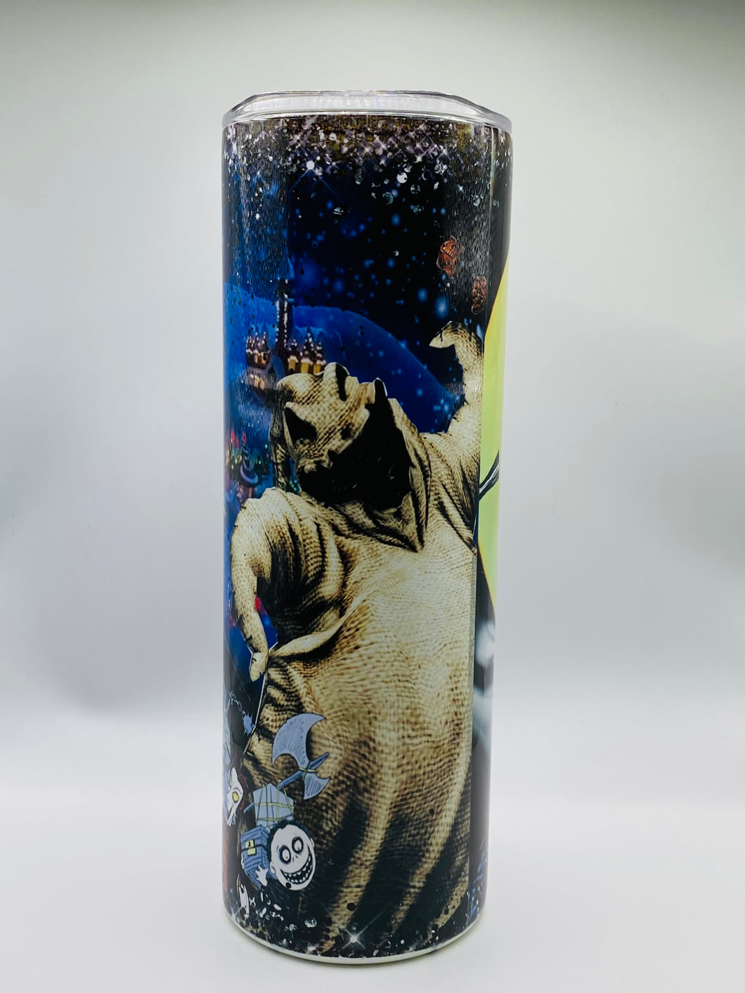 Nightmare Before Christmas 20 oz Stainless Steel skinny tumbler with lid and straw.