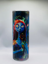 Load image into Gallery viewer, Jack Sally Nightmare Before Christmas (Style #2) - 20 oz Stainless Steel skinny tumbler with lid and straw.
