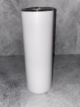 Load image into Gallery viewer, RED/ORANGE GLOW IN THE DARK 20 oz BLANK SUBLIMATION SKINNY STAINLESS STEEL TUMBLER WITH LID AND PLASTIC STRAW.
