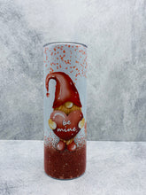 Load image into Gallery viewer, Gnome Valentine Be Mine, XoXo, Lover  - 20 oz. Stainless Steel Skinny Tumbler with lid and straw.
