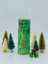 Load image into Gallery viewer, Grinch Face 20 oz Stainless Steel Skinny Tumbler withlid and straw.
