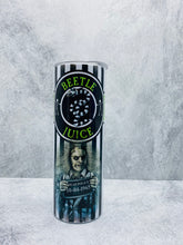 Load image into Gallery viewer, Beetle Juice (Style #1)  - 20 oz. Stainless Steel Skinny Tumbler with lid and straw.
